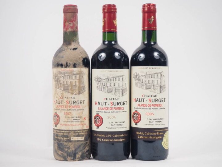 3 BOUTEILLES CHÂTEAU HAUT SURGET LALANDE DE POMEROL : 1 DE 1997 - BS /