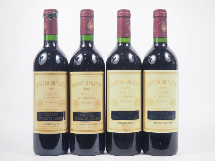 4 BOUTEILLES CHÂTEAU BRILLETTE CB MOULIS EN MÉDOC : 2 DE 1990 / 2 de 1