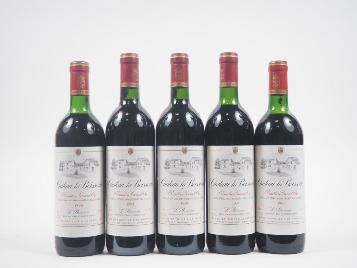 5 BOUTEILLES CHÂTEAU LA BOISSERIE GC ST ÉMILION  : 2 DE 1986/2 DE 1989