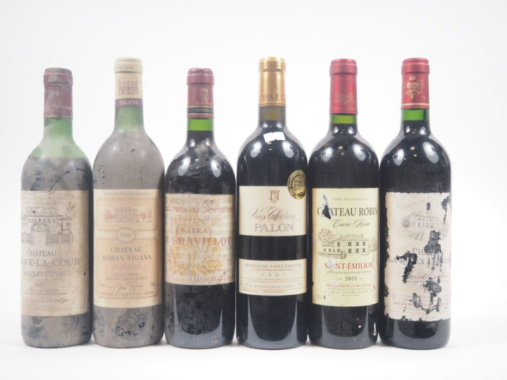 6 BOUTEILLES : 1 CHÂTEAU GRAVE LA COUR ST ESTÈPHE - 1983 - BEP/BS / 1 
