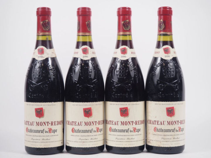 4 BOUTEILLES CHÂTEAUNEUF DU PAPE CHÂTEAU MONT REDON - 1990