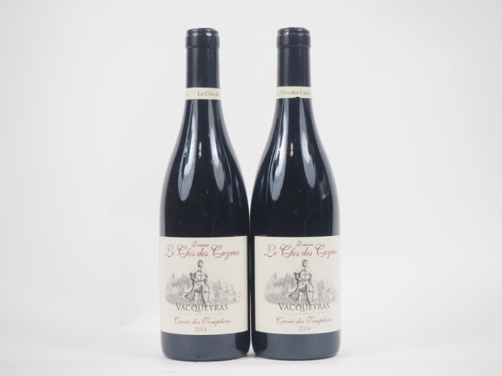 2 BOUTEILLES VACQUEYRAS "CUVÉE DES TEMPLIERS" DOMAINE LE CLOS DES CAZA