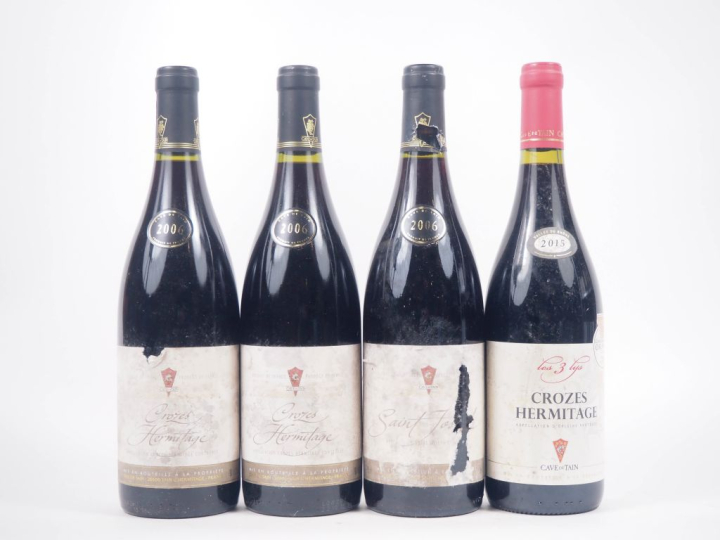 4 BOUTEILLES CAVE DE TAIN  : 2 CROZES HERMITAGE - 2006 - ES / 1 ST JOS