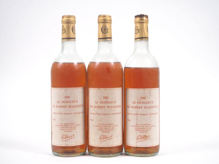 3 BOUTEILLES GAILLAC MOELLEUX ROBERT PLAGEOLES  - 1982 - 2 BEP/1 VIDAN