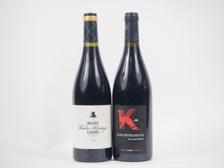 2 BOUTEILLES CAHORS : 1 CÈDRE HÉRITAGE - 2018 / 1 CLOS TROTELIGOTTE - 
