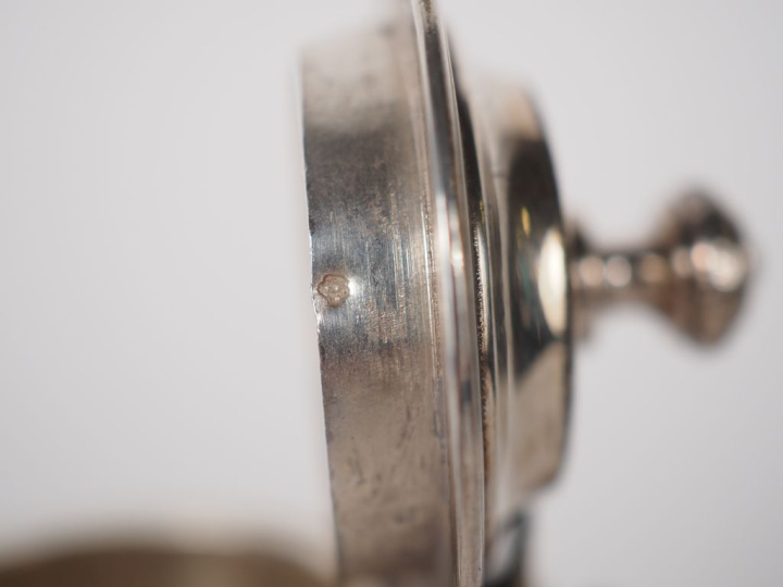 Verseuse égoïste tripode en argent XVIIIème, manche ébène Poids : 134 