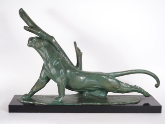 Vente aux enchères André Vincent BECQUEREL (1893-1981) « Panthère se frottant à un arbre 