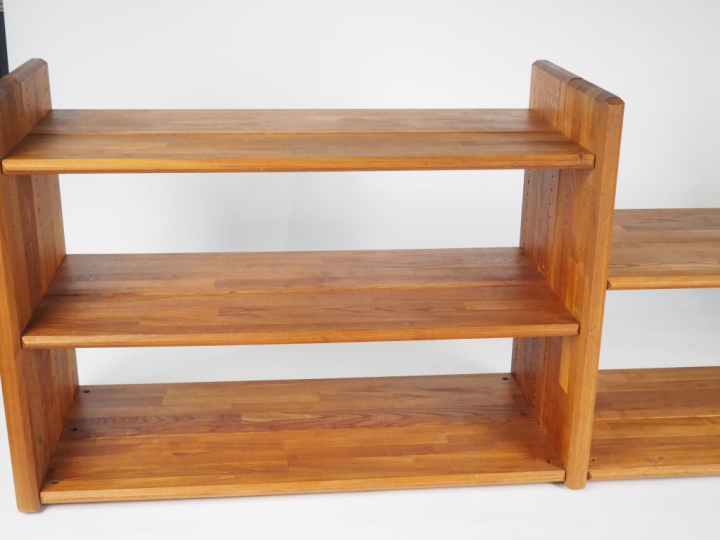 Pierre CHAPO. Meuble bibliothèque modulable en orme massif, deux regis