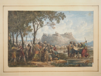 Vente aux enchères Louis-François CASSAS (1756 – 1827). "Vue de la citadelle de Homs" Cra