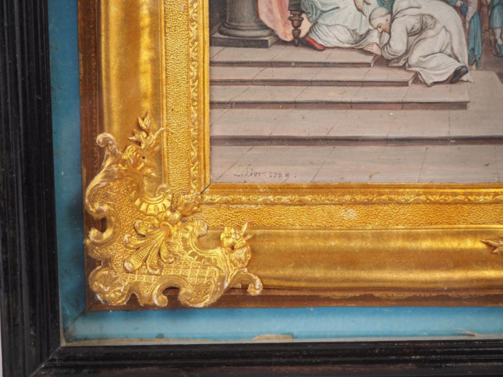 Louis LIOT. "Vie de Saint Bruno". Suite de 9 aquarelles, personnages e