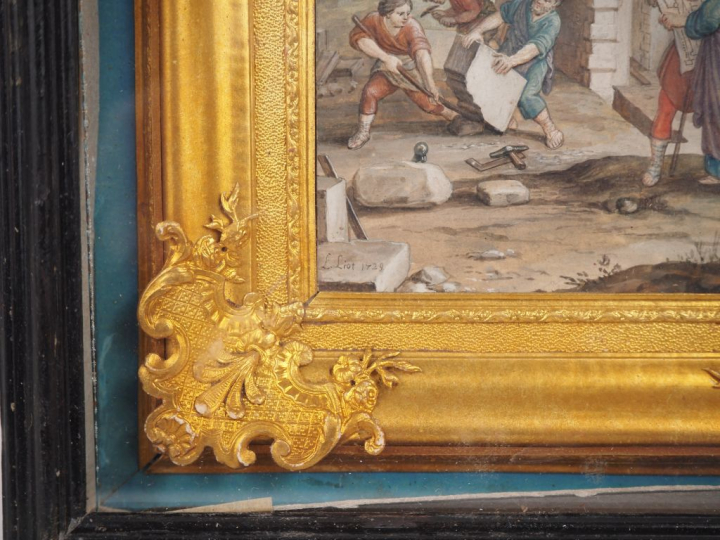 Louis LIOT. "Vie de Saint Bruno". Suite de 9 aquarelles, personnages e