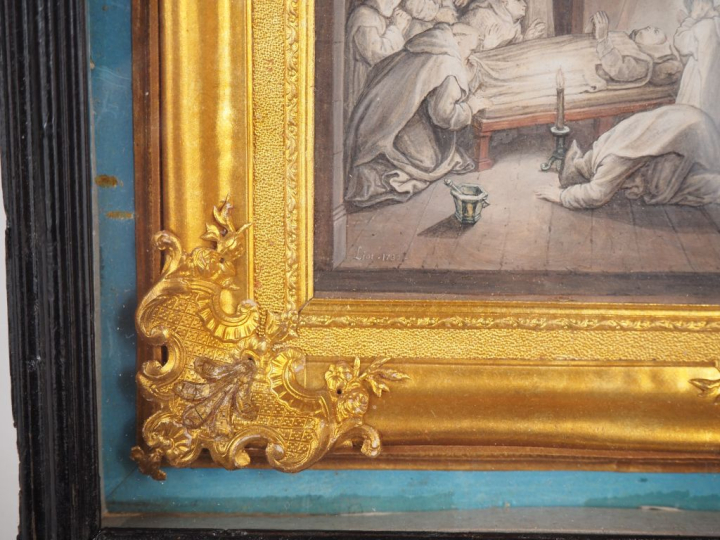 Louis LIOT. "Vie de Saint Bruno". Suite de 9 aquarelles, personnages e