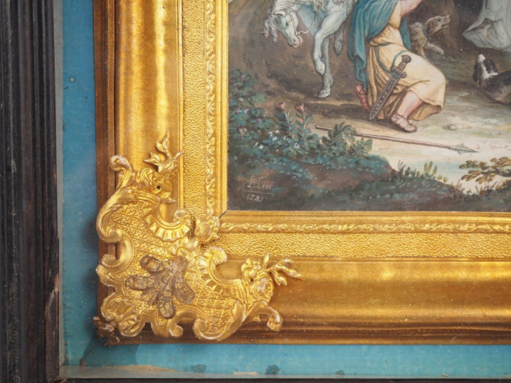 Louis LIOT. "Vie de Saint Bruno". Suite de 9 aquarelles, personnages e