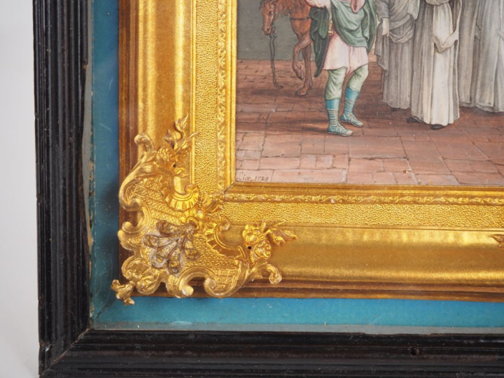 Louis LIOT. "Vie de Saint Bruno". Suite de 9 aquarelles, personnages e