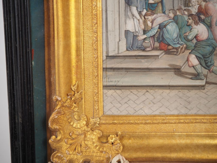 Louis LIOT. "Vie de Saint Bruno". Suite de 9 aquarelles, personnages e