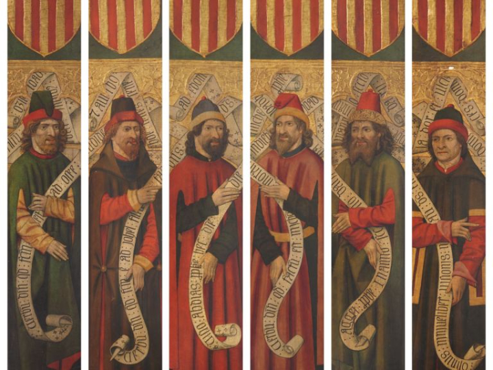 Ecole d'Aragon vers 1450-60, suiveur de Jaime Huguet. SIX PROPHETES, d