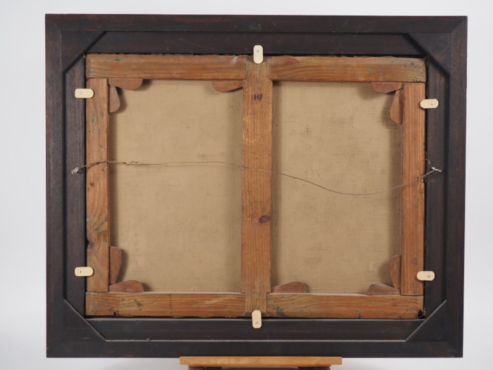 Jan MIEL (Attribué à) "Scène paysanne devant une ferme". Huile sur toi