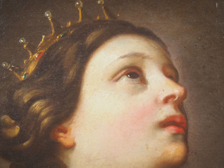 Ecole romaine vers 1680. "Sainte Catherine" (?). Huile sur toile. Dim.