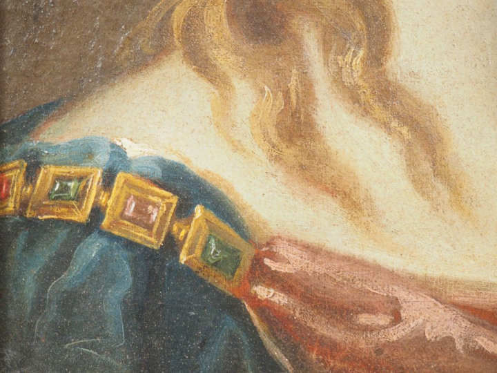 Ecole romaine vers 1680. "Sainte Catherine" (?). Huile sur toile. Dim.