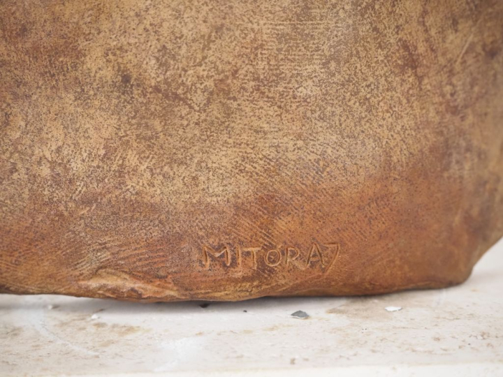 Igor MITORAJ. "Asclépios". Sculpture en bronze à patine brune. Signée 