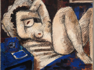 Vente aux enchères Marcel GROMAIRE. "Nu allongé". Dessin aquarelle et gouache sur papier,