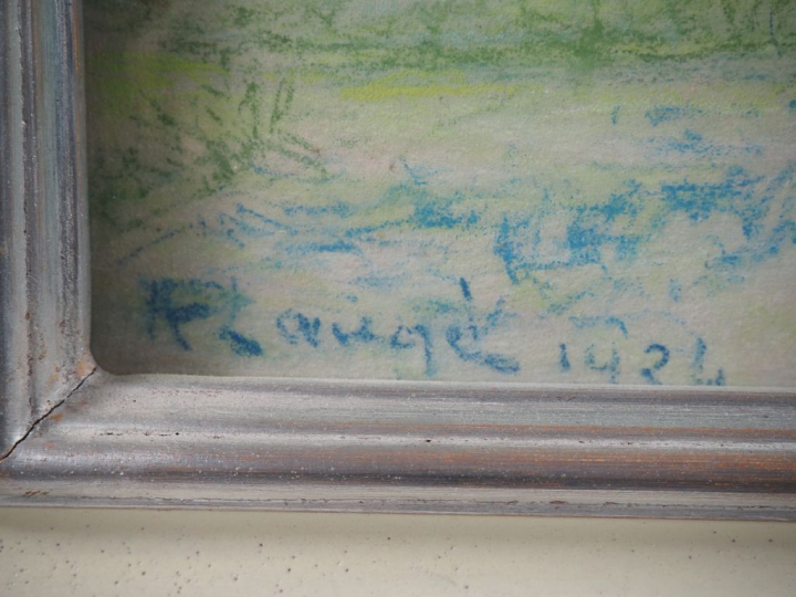 Achille LAUGE.  "Verger en fleurs à Alet les Bains, Aude" Pastel, sign