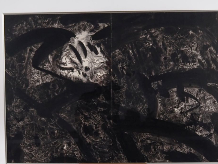 T'ANG HAYWEN.  "Composition en diptyque".  Encre sur papier Porte au d