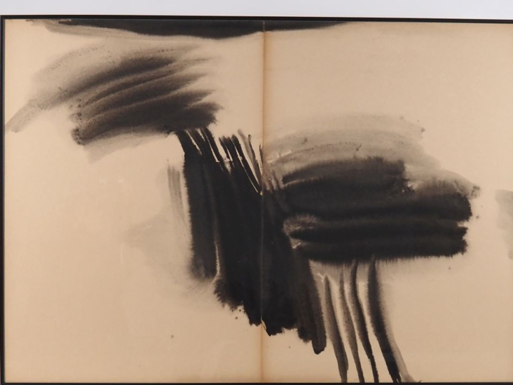 T'ANG HAYWEN.  "Composition en diptyque".  Encre sur papier Porte au d