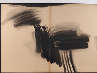 Vente aux enchères T'ANG HAYWEN.  "Composition en diptyque".  Encre sur papier Porte au d