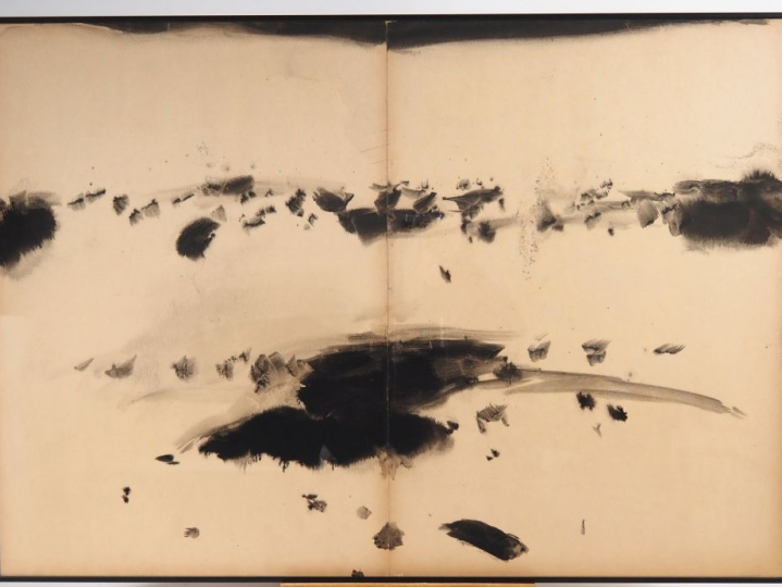 T'ANG HAYWEN.  "Composition en diptyque".  Encre sur papier Porte au d