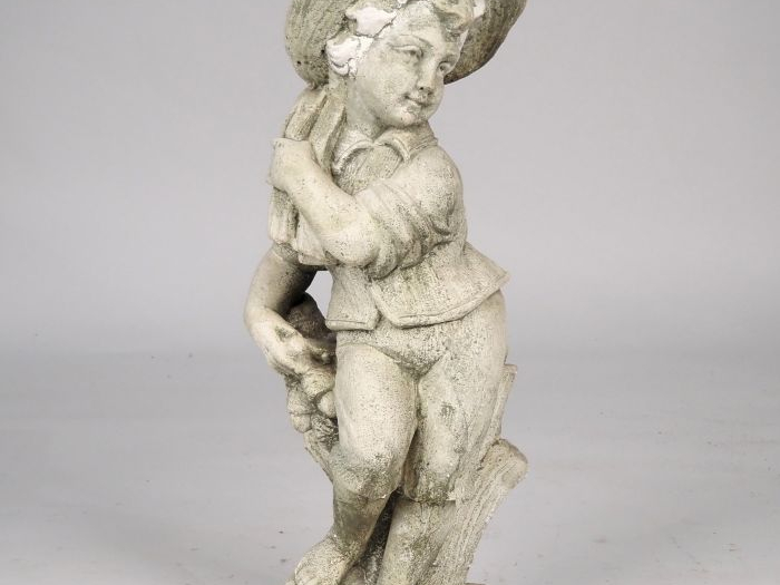 Sculpture de jardin en ciment "enfant jardinier" H. 70 cm