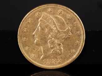 Vente aux enchères Pièce de 20 Dollars or, 1882-S. FRAIS ACHETEURS 5% TTC.