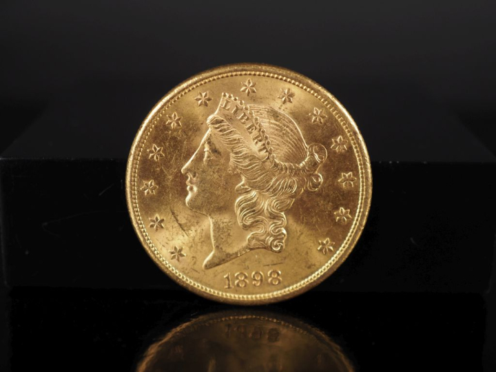 Pièce de 20 Dollars or, 1898-S. FRAIS ACHETEURS 5% TTC.