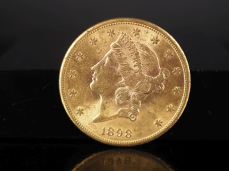Vente aux enchères Pièce de 20 Dollars or, 1898-S. FRAIS ACHETEURS 5% TTC.