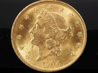 Vente aux enchères Pièce de 20 Dollars or, 1904. FRAIS ACHETEURS 5% TTC.