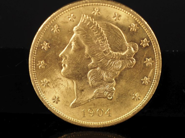 Pièce de 20 Dollars or, 1904. FRAIS ACHETEURS 5% TTC.