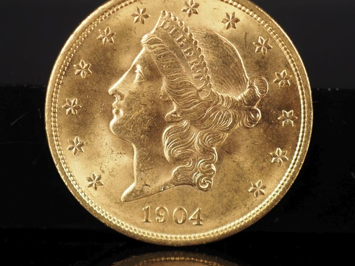 Pièce de 20 Dollars or, 1904. FRAIS ACHETEURS 5% TTC.