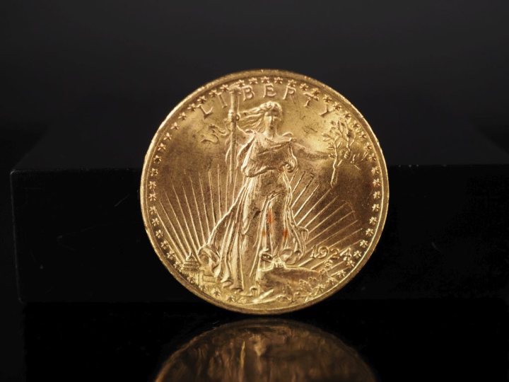 Pièce de 20 Dollars or, 1924. FRAIS ACHETEURS 5% TTC.