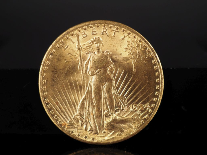 Pièce de 20 Dollars or, 1924. FRAIS ACHETEURS 5% TTC.