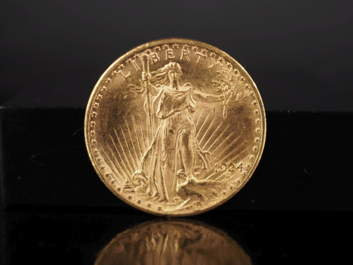 Pièce de 20 Dollars or, 1924. FRAIS ACHETEURS 5% TTC.