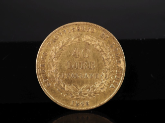 Vente aux enchères Pièce de 40 Lire, 1848. FRAIS ACHETEURS 10% TTC.