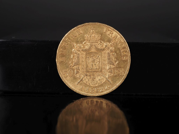 Pièce de 50 Francs or, 1862-A. FRAIS ACHETEURS 10% TTC.