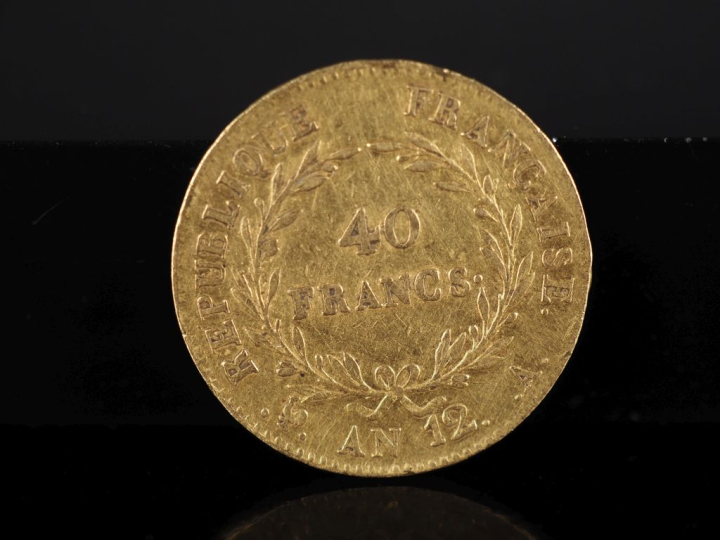 Pièce de 40 Francs or, An 12-A. FRAIS ACHETEURS 10% TTC.
