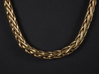 Vente aux enchères Collier souple en or jaune 750, maille palmier en chute.  Long. 45,5 c