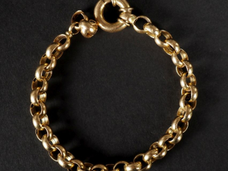 Vente aux enchères Bracelet souple en or jaune 750, maille ronde forçat.  Long. 21 cm Poi