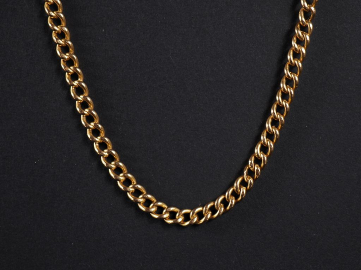 Collier souple en or jaune 750, maille gourmette.  Long. 55,5 cm Poids