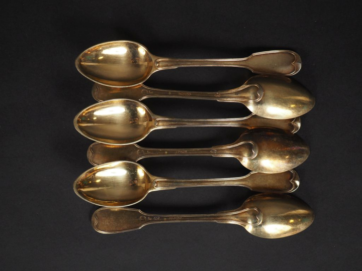Suite de six petites cuillères fin XVIIIème - début XIXème en argent d