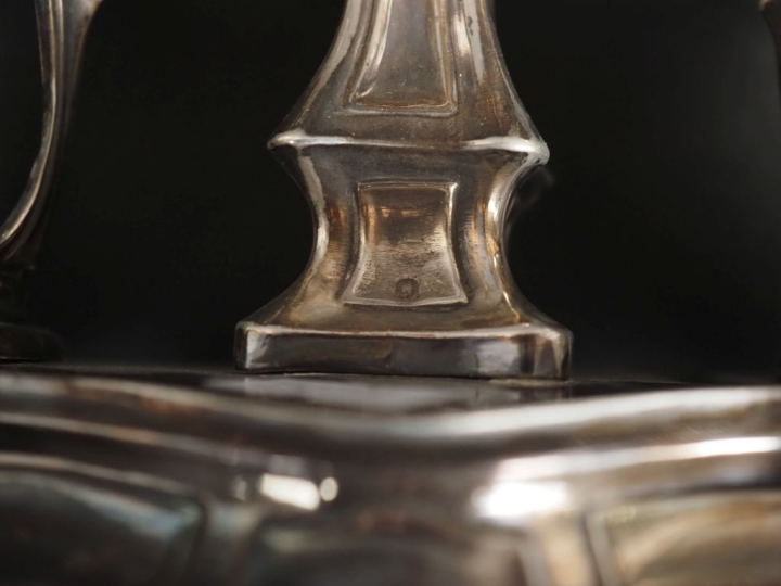 Porte huilier/vinaigrier de style Louis XV en argent 925, poinçon Mine