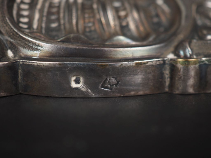 Grand bougeoir en argent de style Louis XV en argent 925, poinçon Mine