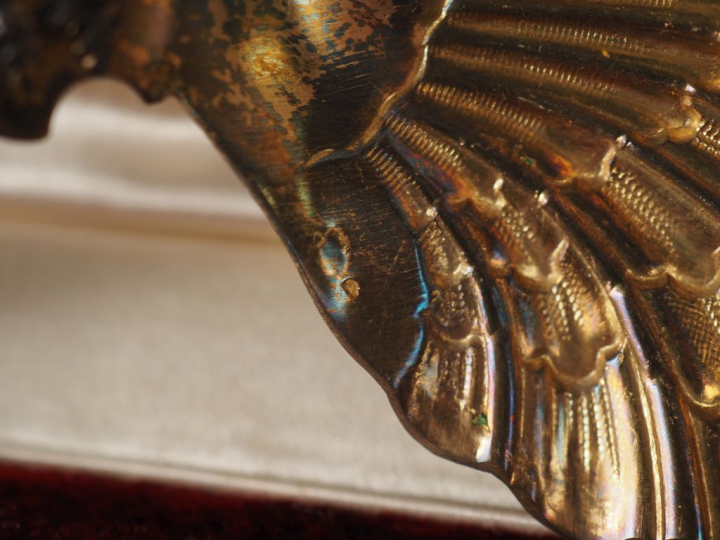 Service à fraise en en argent et argent doré, poinçon tête de sanglier